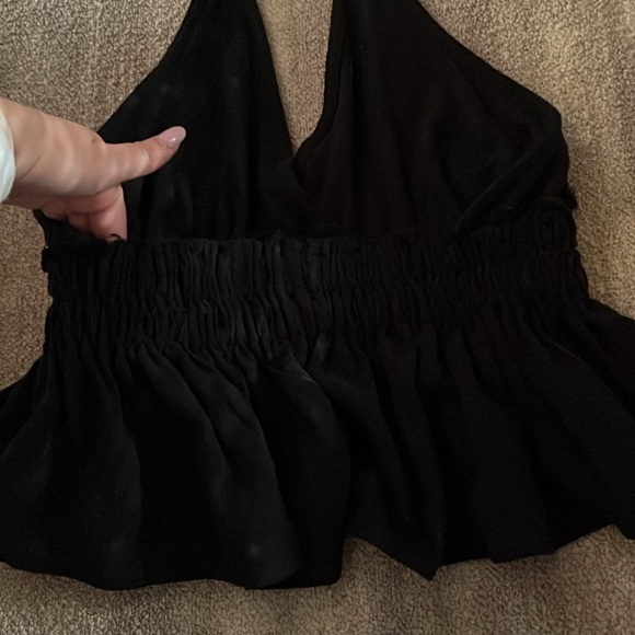 Black Open Back Halter Top - Picture 3 of 4
